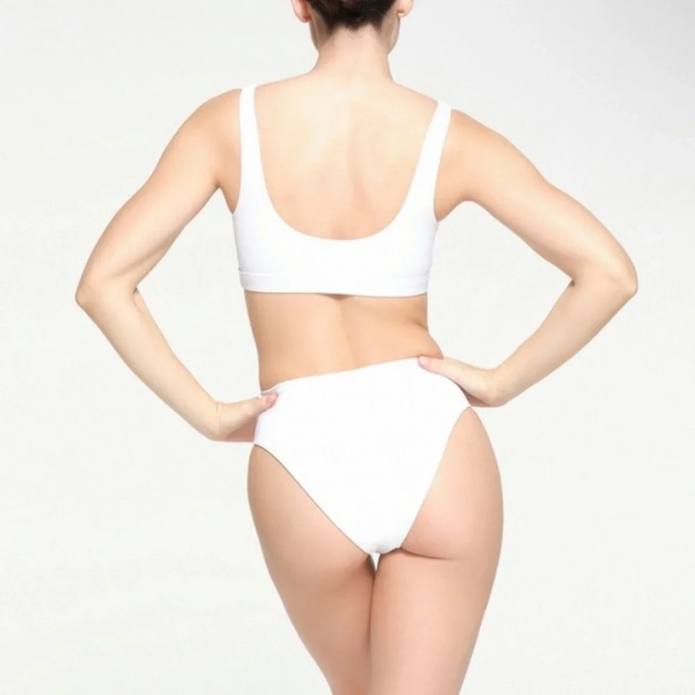 SKIMS Mid Waist Swim Bottoms Snow White M